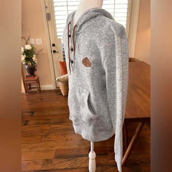 Element Highland Henley Hoodie Gray Tight-Knit Exterior + Brushed Fleece Inside - Picture 2 of 8